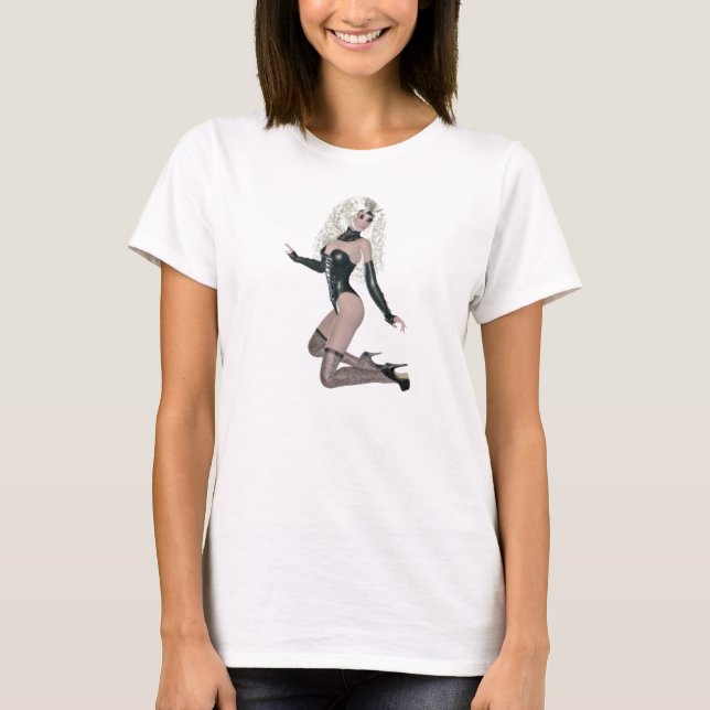 T-shirt Femme vilaine dans la lingerie en cuir noire (Devant)