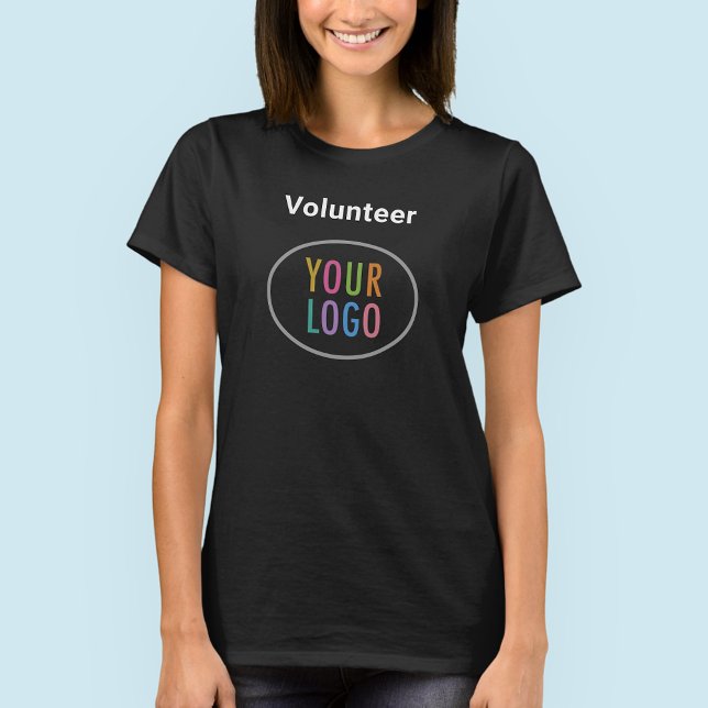 T-shirt Femme Volontaire Logo Personnalisé Black S (MISOOK Women Volunteer T-Shirt with Logo)