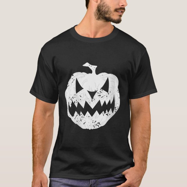 T-shirt Femme Y Citrouille Visage déprimé Lumière foncée H (Devant)