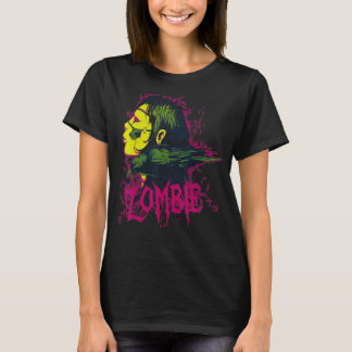 T-shirt Femme Zombie Accompagnée Par Son Corbeau