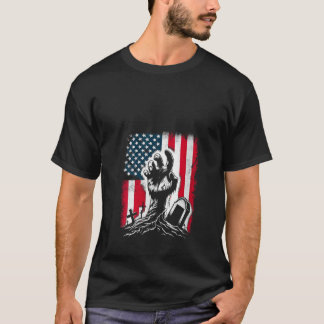 T-shirt Femme Zombie Main Drapeau Américain Patriotique US