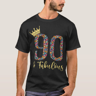 T-shirt Femmes 90 Ans Et Fabuleux, 90e Anniversaire Gi