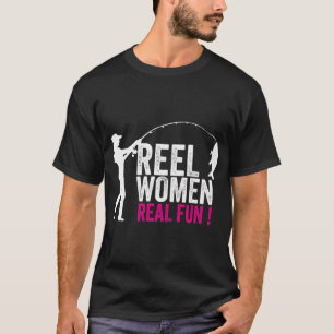 T-shirt Femmes à l'hameçon, Vrai plaisir ! - Femme pêchant