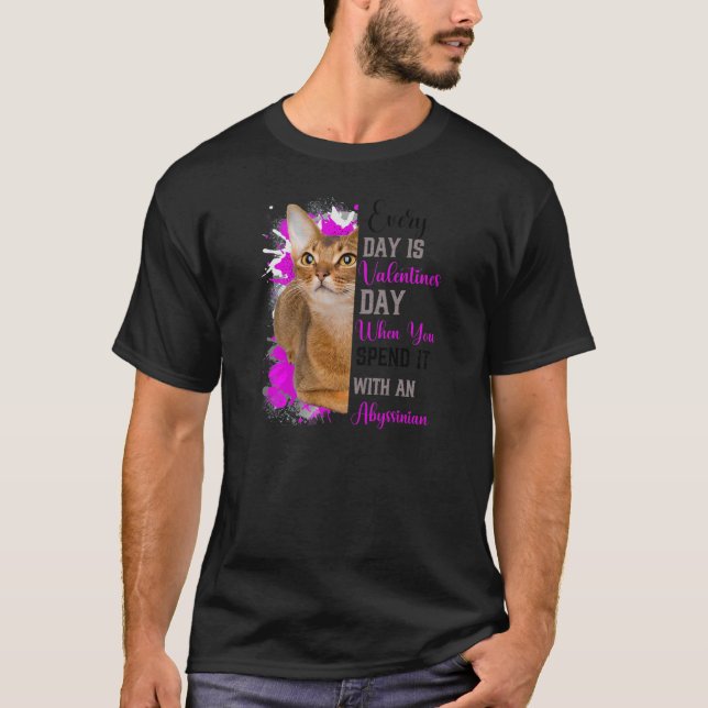 T-shirt Femmes Anyssinian Chat Maman Valentines Jour Chat  (Devant)