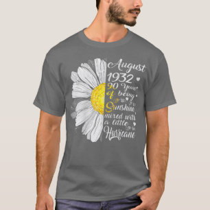 T-shirt Femmes Août Filles 1932 Cadeau Anniversaire 90 Ans