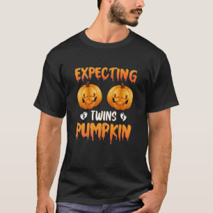 T-shirt Femmes attendues jumeaux Citrouille Halloween Gros