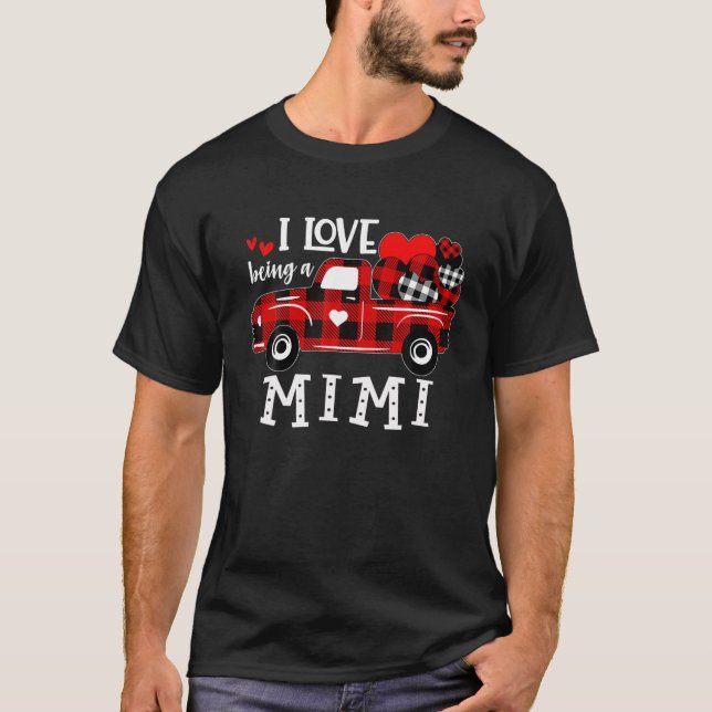 T-shirt Femmes Camion Rouge J'aime être un Mimi Valentine' (Devant)