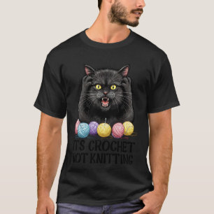 T-shirt Femmes C'est du crochet pas du tricot Chat noir dr