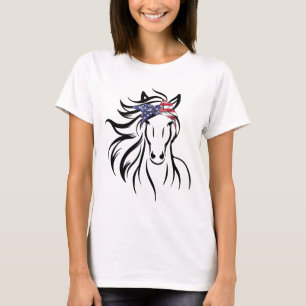 T-shirt Femmes Cheval Bandana Tee Pour Cheval Équitation C