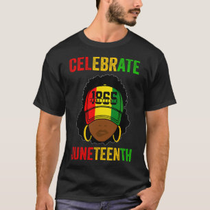 T-shirt Femmes chignon désordonné Juneteenth Célébrer l'in