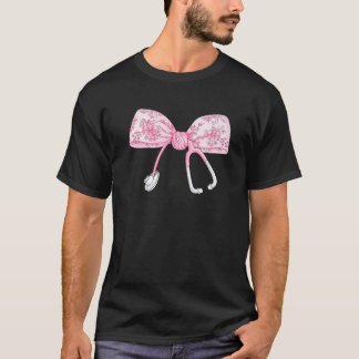 T-shirt Femmes Coquette rose Infirmière Stethoscope Bow In