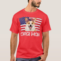 Femmes Corgi Maman Us Drapeau 4 juillet Patriotiqu