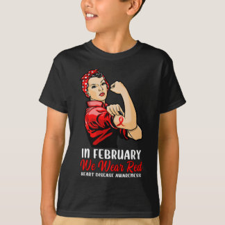 T-shirt Femmes En Février Nous Portons Rouge - Maladie Car