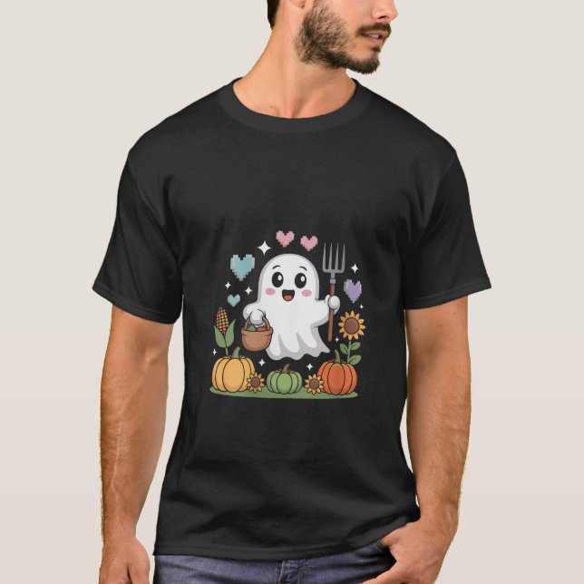 T-shirt Femmes Fantômes Agriculteur Récolte Légume Citroui (Devant)