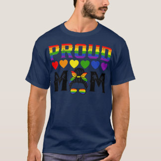 T-shirt Femmes Fier Maman Rainbow Messy Bun Gay pride LGBT