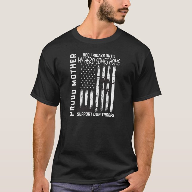 T-shirt Femmes Fier Mère Rouge Vendredi Soutien Militaire  (Devant)