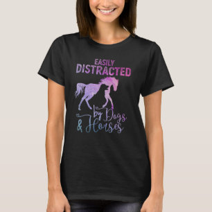 T-shirt Femmes Filles de Cheval Facilement Distraites Par