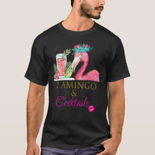 T-shirt Femmes Flamant rose Et Cocktails