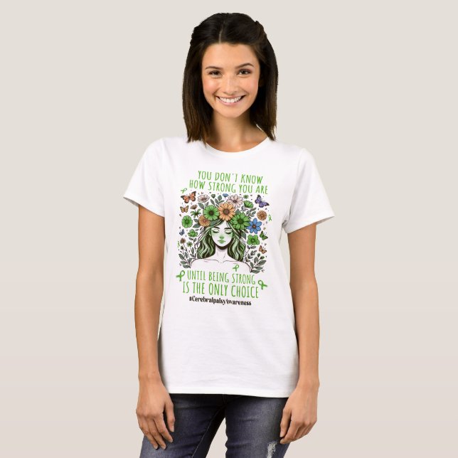 T-shirt Femmes florales Forte soutien de la paralysie céré (Devant entier)