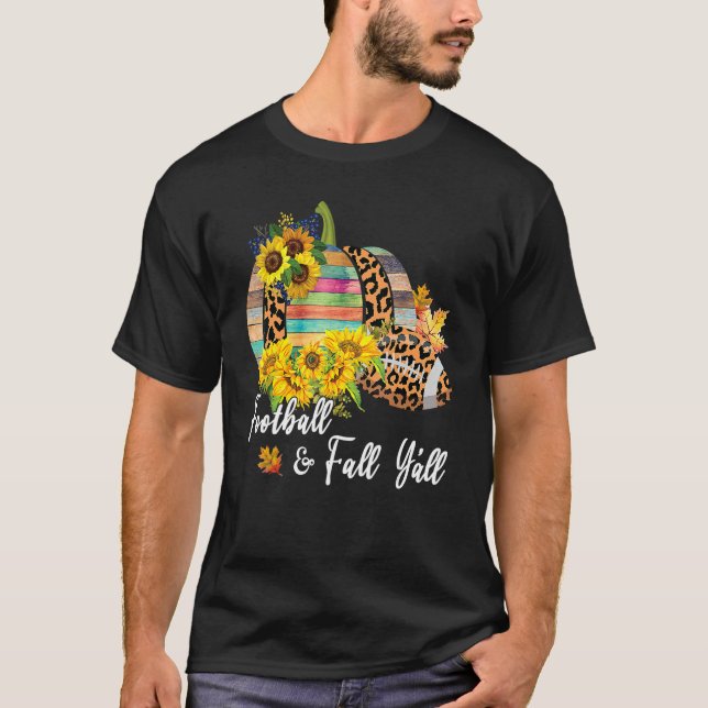 T-shirt Femmes Football Et Automne Y'all Leopard Citrouill (Devant)