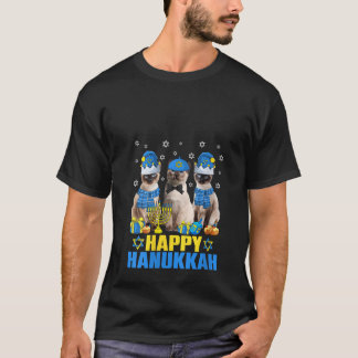 T-shirt Femmes Hanukkat Siamois Chat Menorah Dreidel Heure