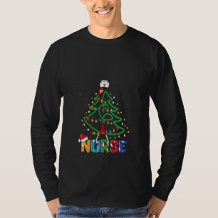 T-shirt Femmes Infirmière Arbre de Noël Stethoscope Rn Lpn