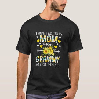 T-shirt Femmes J'Ai Deux Titres Maman Et Grammy Floral Dec