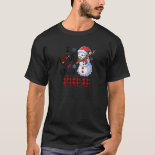 T-shirt Femmes J'Aime Être Tutu Dabbing Snowman Plaid Chr