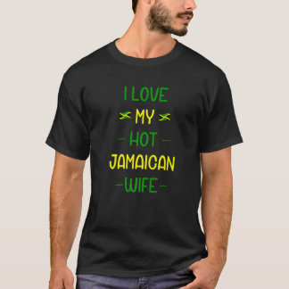 T-shirt Femmes J'Aime Mon Hot Jamaïcain Femme Jamaïque Fem