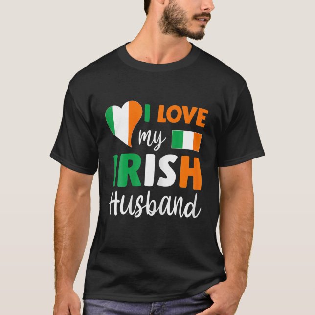 T-shirt Femmes J'Aime Mon Mari Irlandais Drapeau Valentin (Devant)