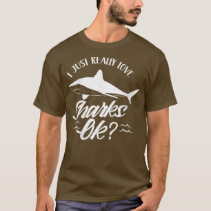 T-shirt Femmes J'Aime Vraiment Les Requins Ok Dents Requin