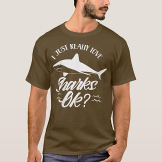 T-shirt Femmes J'Aime Vraiment Les Requins Ok Dents Requin