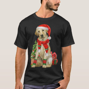 T-shirt FEMMES Jaune Lab Labrador Christmas Tree Dog Log