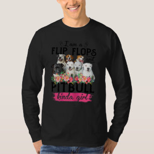 T-shirt Femmes Je Suis Un Flip Flops Et Pit Bull Kinda Gir