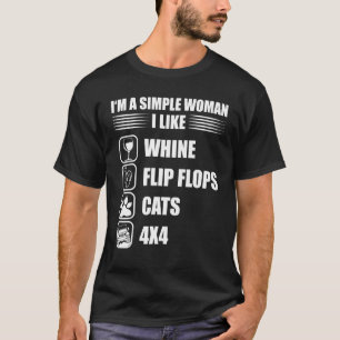 T-shirt Femmes Je Suis Une Femme Simple J'Aime Le Vin Les