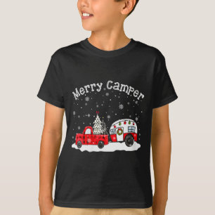 T-shirt Femmes Joyeux Campeur Noël Père Noël Camng Rouge