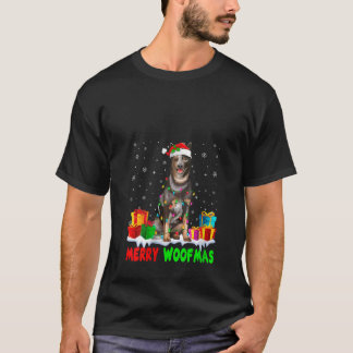 T-shirt Femmes Joyeux Woofmas Xmas Lumières Mignonnes Aust