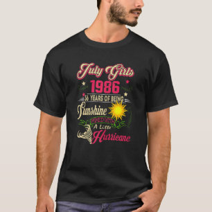 T-shirt Femmes Juillet Filles 1986 Anniversaire 36 ans Fab