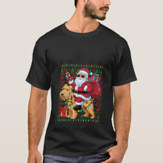 T-shirt Femmes laides Noël éclaire Père Noël équitation Wh