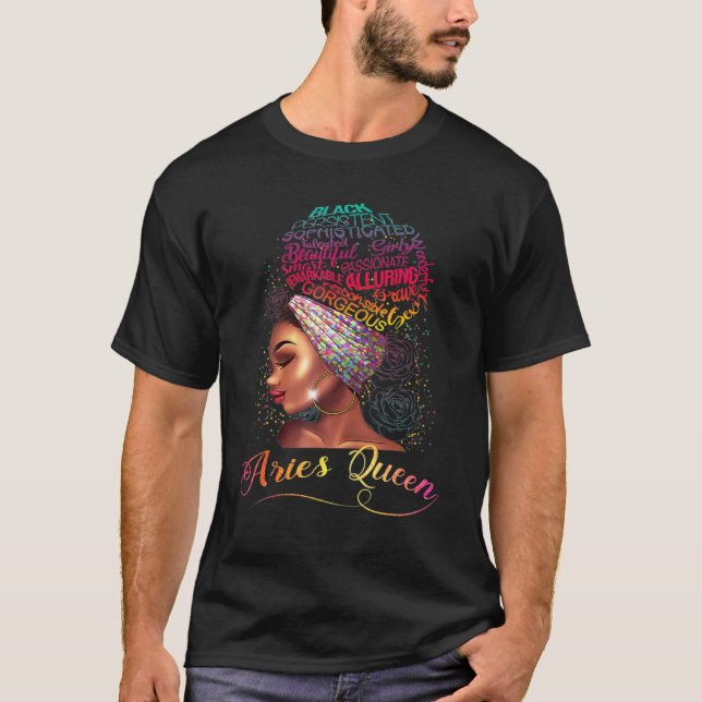 T-shirt Femmes Lève Reine Afro Femmes Mars Avril Zodiac M (Devant)