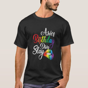 T-shirt Femmes Lèvres arc-en-ciel Aries Reine Mars Avril F