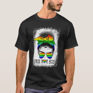 T-shirt Femmes Libérez Maman Hugs Messy Bun Lgbt Pride Cor
