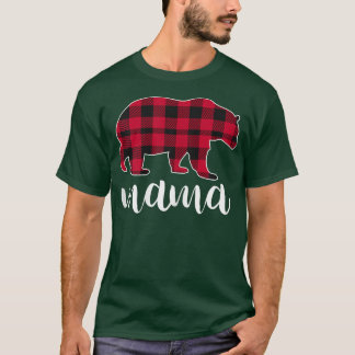 T-shirt Femmes Mama Ours Pyjama Red Buffalo Plaid