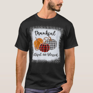 T-shirt Femmes Merci Gratuit Béni Plaid Thanksgivi