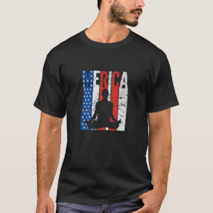 T-shirt Femmes Merica Zen Namaste Drapeau Américain Funny