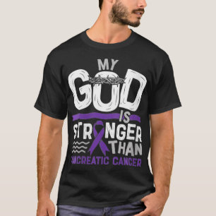 T-shirt Femmes Mon Dieu est plus fort que le cancer pancré