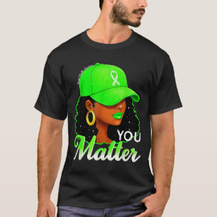 T-shirt Femmes noires ruban vert sensibilisation à la sant