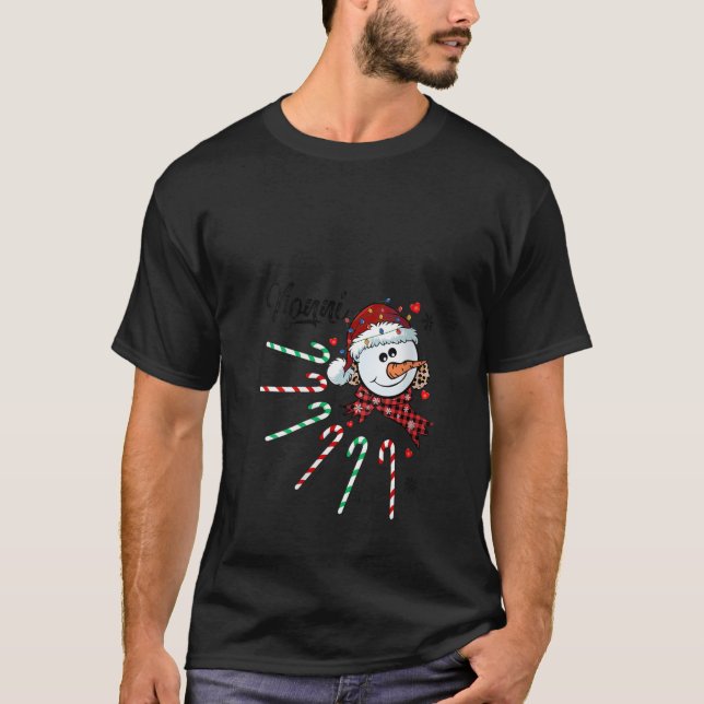 T-shirt Femmes Nonni Snowman Sucre de canne Noël Noël Noël (Devant)