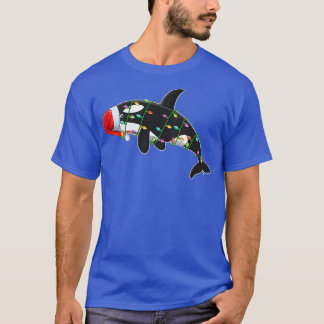 T-shirt FEMMES Orca Poisson Lover Xmas Santa Hat Orca Noël