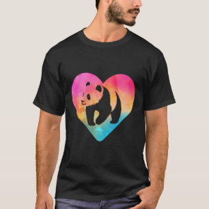 T-shirt Femmes Ou Filles Panda Ours Tie Dye Aquarelle